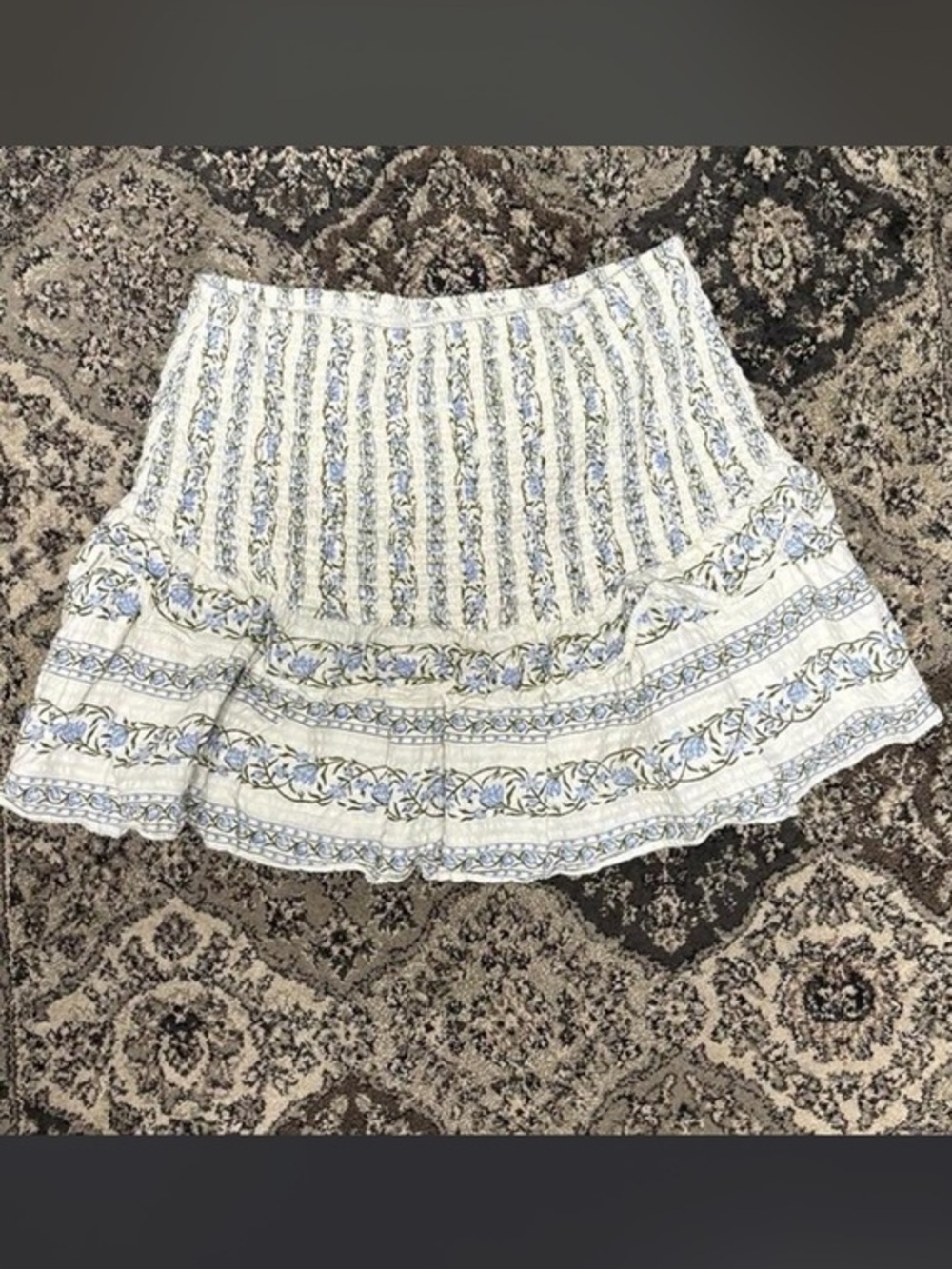 Saylor Mardy Floral Stripe Seersucker skirt size XL